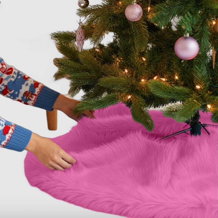 Falda de árbol de Navidad de piel sintética de primera calidad - 30 pulgadas | Decoraciones navideñas de lujo