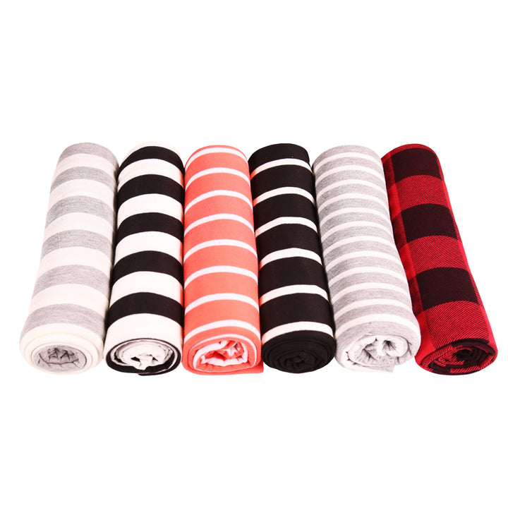 FabricLA Rayon Spandex Jersey Knit Fabric Stripes - 58/60" Inches (150 CM) Wide by The Yard - 4 Way Stretch Fabric - Light to Medium Fabric 185 GSM - (Coral, White) - FabricLA.com