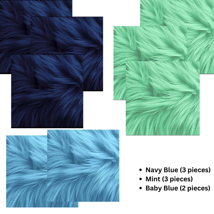 Square Faux Fur Fabric - 8 Pieces - 10" X 10" Inches Shaggy Fur Patches Fabric