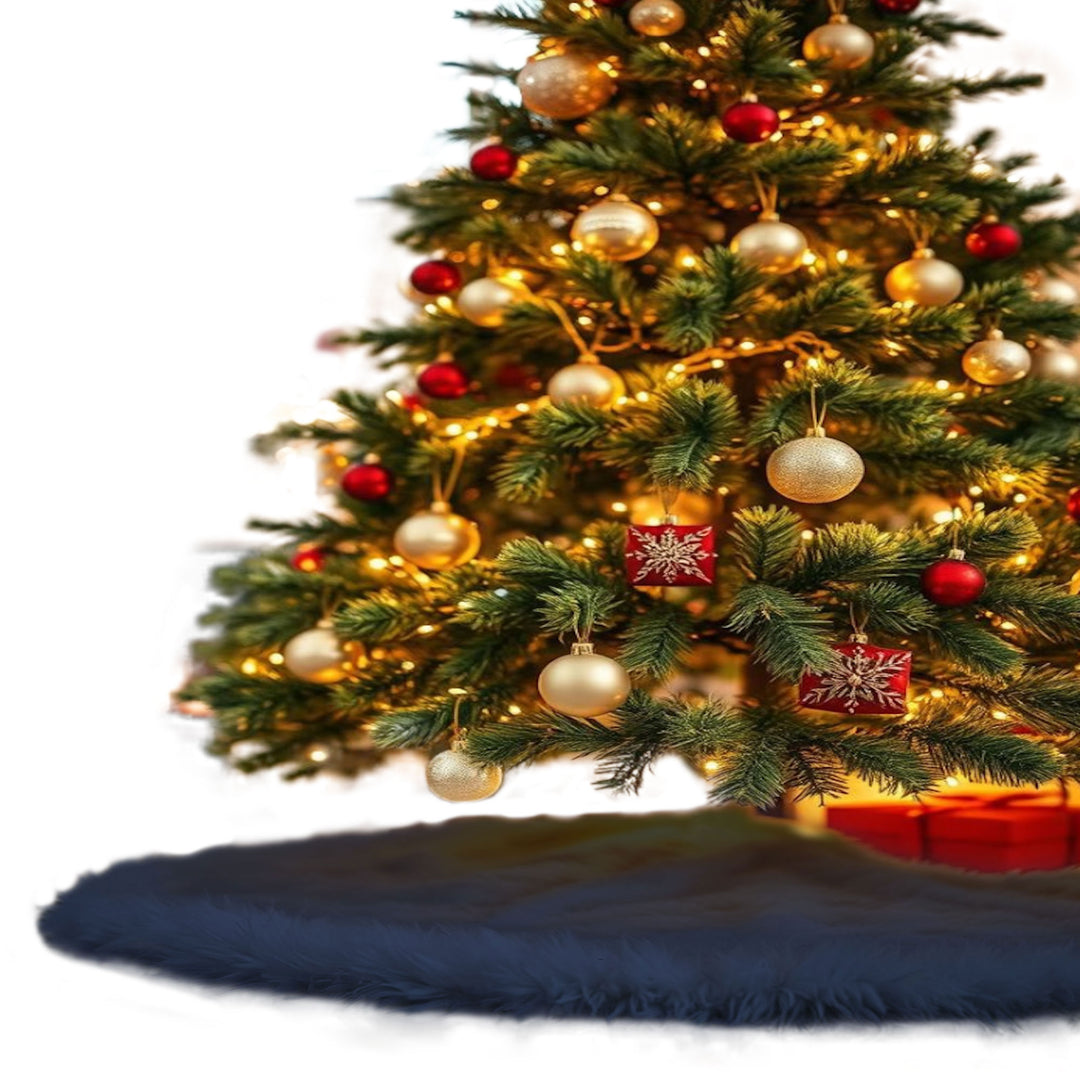 Falda de árbol de Navidad de piel sintética de primera calidad - 30 pulgadas | Decoraciones navideñas de lujo