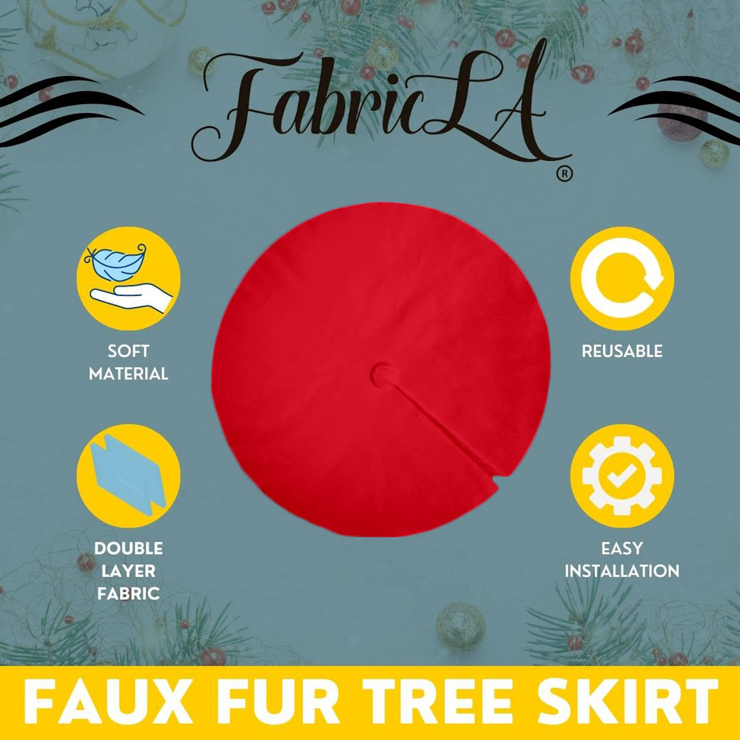 Premium Faux Fur Christmas Tree Skirt - 40 Inch | Luxurious Holiday Decorations - FabricLA.com