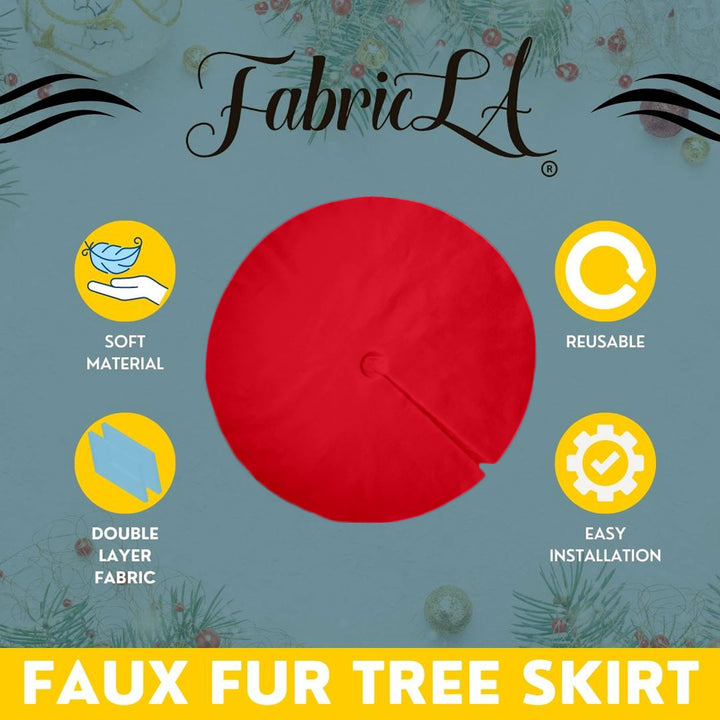 Premium Faux Fur Christmas Tree Skirt - 40 Inch | Luxurious Holiday Decorations - FabricLA.com