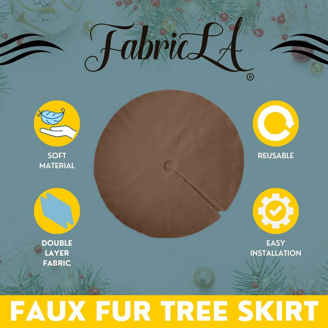 Premium Faux Fur Christmas Tree Skirt - 48 Inch | Luxurious Holiday Decorations - FabricLA.com