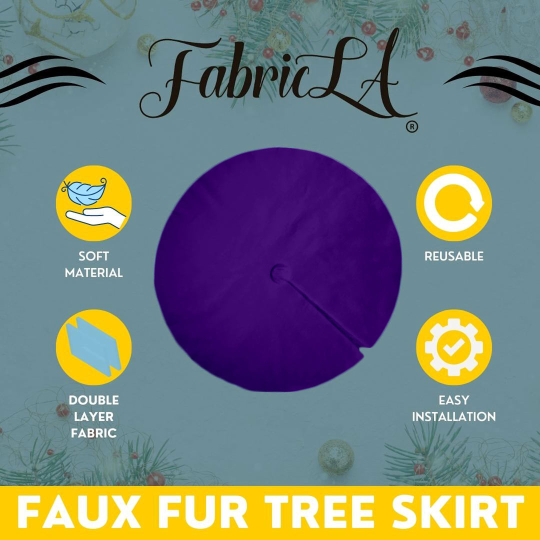 Premium Faux Fur Christmas Tree Skirt - 48 Inch | Luxurious Holiday Decorations - FabricLA.com