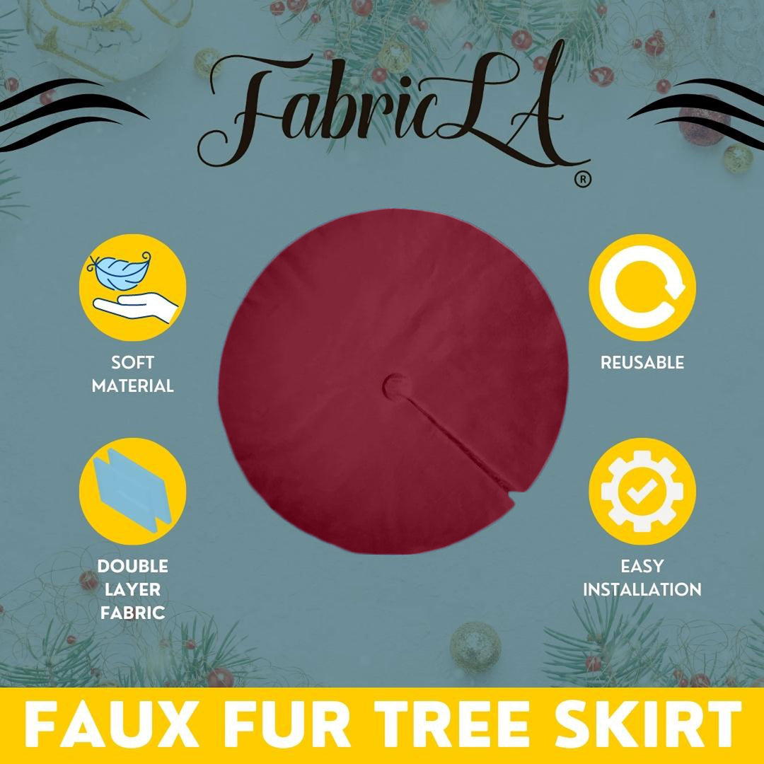 Premium Faux Fur Christmas Tree Skirt - 40 Inch | Luxurious Holiday Decorations - FabricLA.com