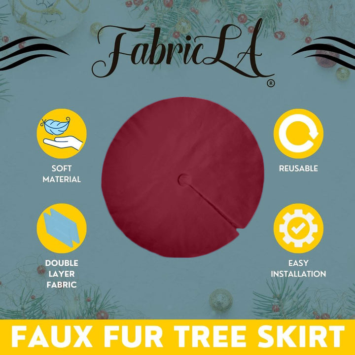 Premium Faux Fur Christmas Tree Skirt - 40 Inch | Luxurious Holiday Decorations - FabricLA.com