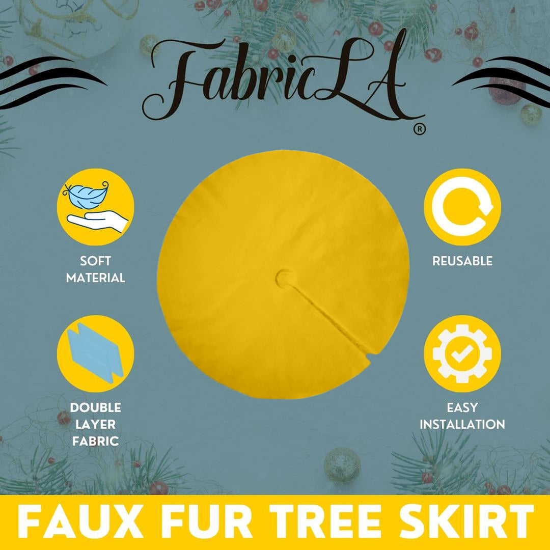 Premium Faux Fur Christmas Tree Skirt - 48 Inch | Luxurious Holiday Decorations - FabricLA.com