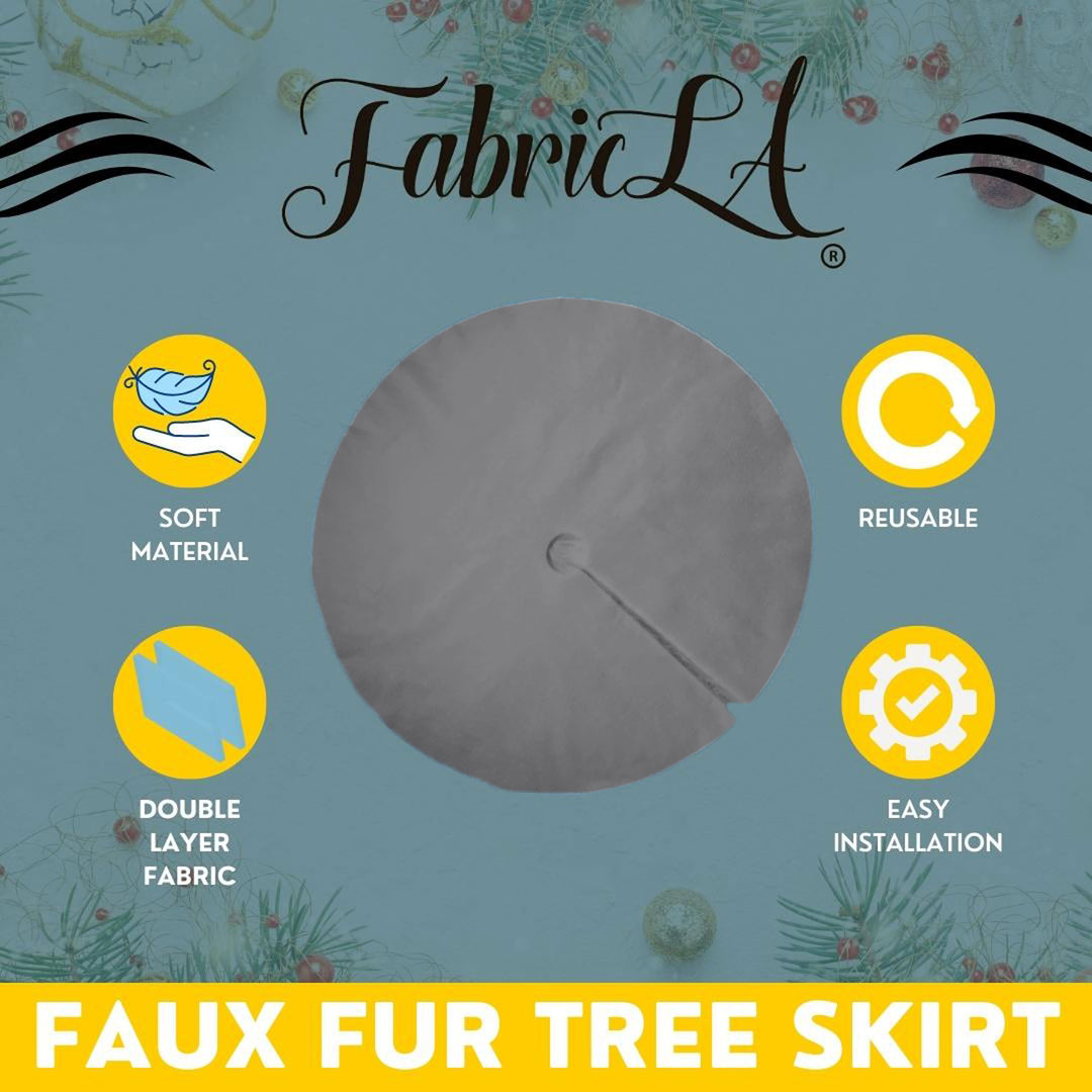 Premium Faux Fur Christmas Tree Skirt - 40 Inch | Luxurious Holiday Decorations - FabricLA.com