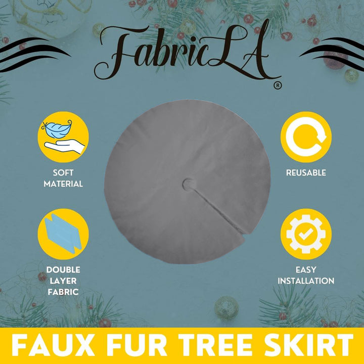 Premium Faux Fur Christmas Tree Skirt - 40 Inch | Luxurious Holiday Decorations - FabricLA.com