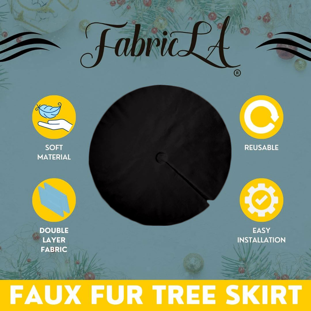 Premium Faux Fur Christmas Tree Skirt - 40 Inch | Luxurious Holiday Decorations - FabricLA.com