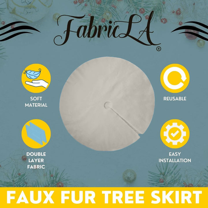 Premium Faux Fur Christmas Tree Skirt - 40 Inch | Luxurious Holiday Decorations - FabricLA.com