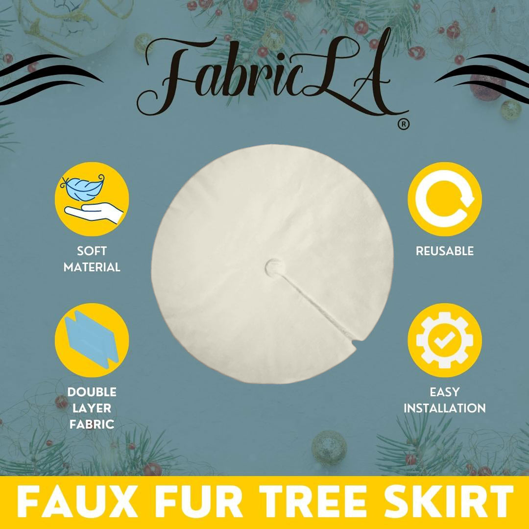 Premium Faux Fur Christmas Tree Skirt - 48 Inch | Luxurious Holiday Decorations - FabricLA.com