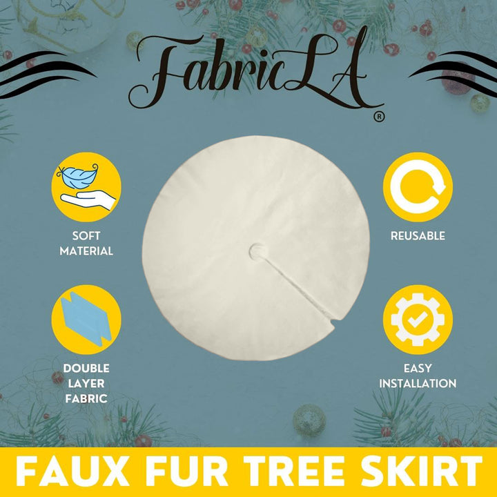 Premium Faux Fur Christmas Tree Skirt - 48 Inch | Luxurious Holiday Decorations - FabricLA.com