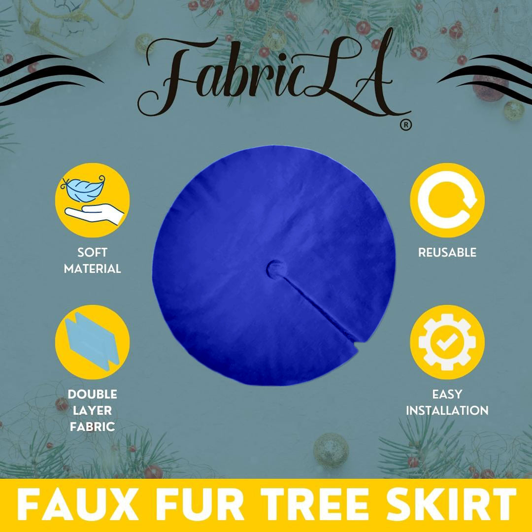 Premium Faux Fur Christmas Tree Skirt - 48 Inch | Luxurious Holiday Decorations - FabricLA.com