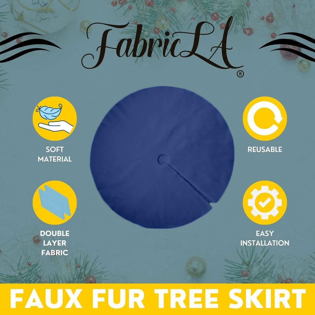 Premium Faux Fur Christmas Tree Skirt - 48 Inch | Luxurious Holiday Decorations - FabricLA.com