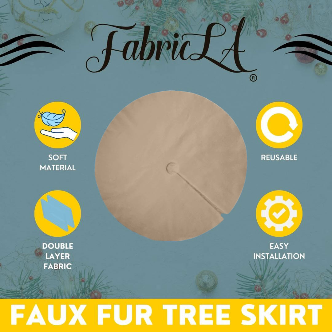 Premium Faux Fur Christmas Tree Skirt - 48 Inch | Luxurious Holiday Decorations - FabricLA.com