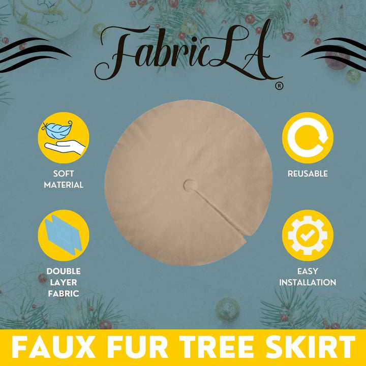 Premium Faux Fur Christmas Tree Skirt - 48 Inch | Luxurious Holiday Decorations - FabricLA.com