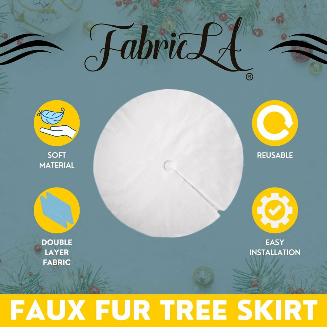 Premium Faux Fur Christmas Tree Skirt - 48 Inch | Luxurious Holiday Decorations - FabricLA.com