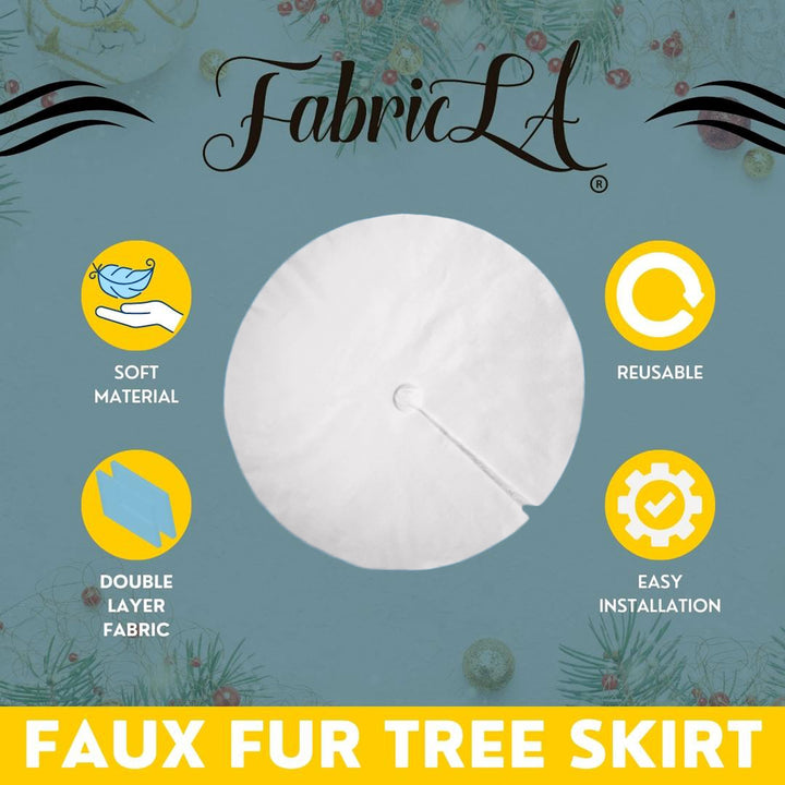 Premium Faux Fur Christmas Tree Skirt - 48 Inch | Luxurious Holiday Decorations - FabricLA.com