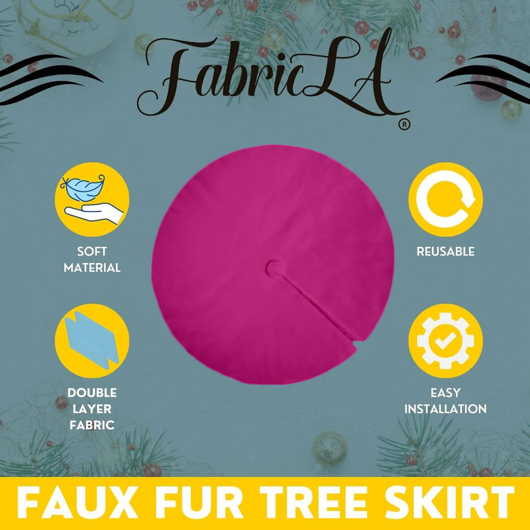 Premium Faux Fur Christmas Tree Skirt - 48 Inch | Luxurious Holiday Decorations - FabricLA.com