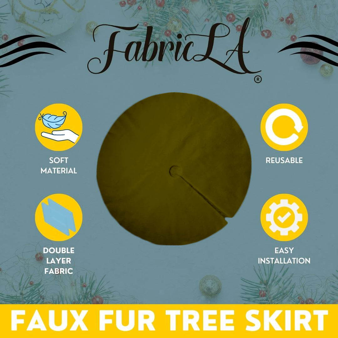 Premium Faux Fur Christmas Tree Skirt - 40 Inch | Luxurious Holiday Decorations - FabricLA.com