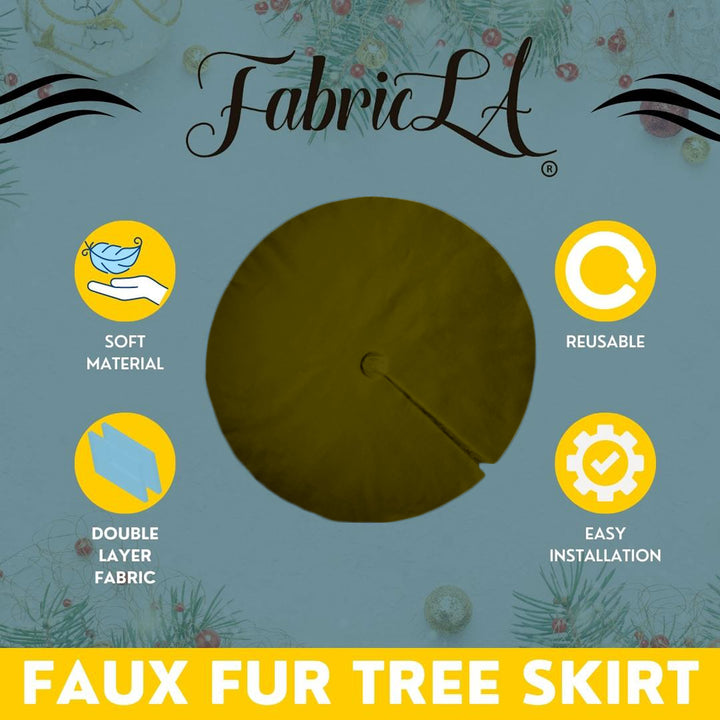 Premium Faux Fur Christmas Tree Skirt - 40 Inch | Luxurious Holiday Decorations - FabricLA.com