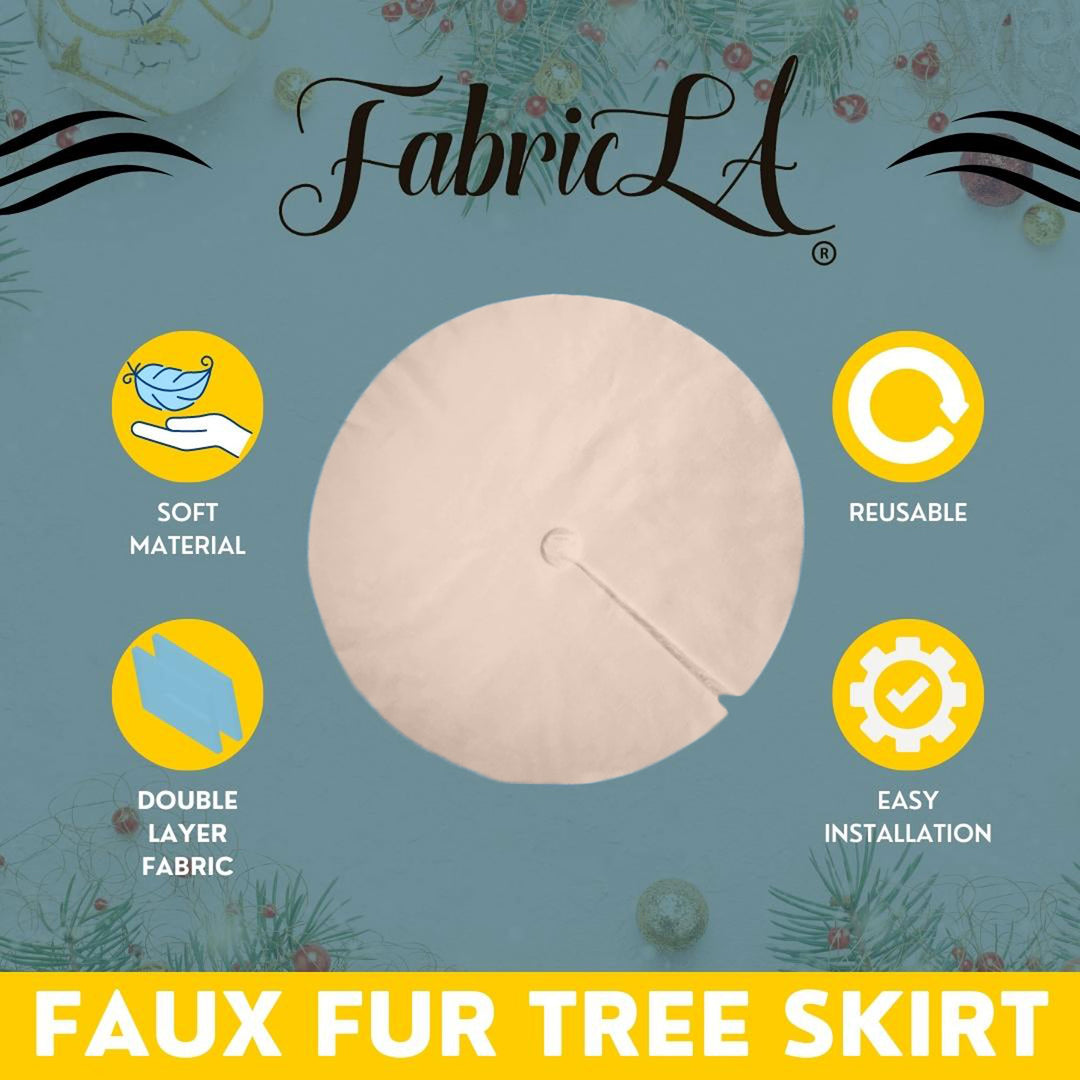 Premium Faux Fur Christmas Tree Skirt - 40 Inch | Luxurious Holiday Decorations - FabricLA.com