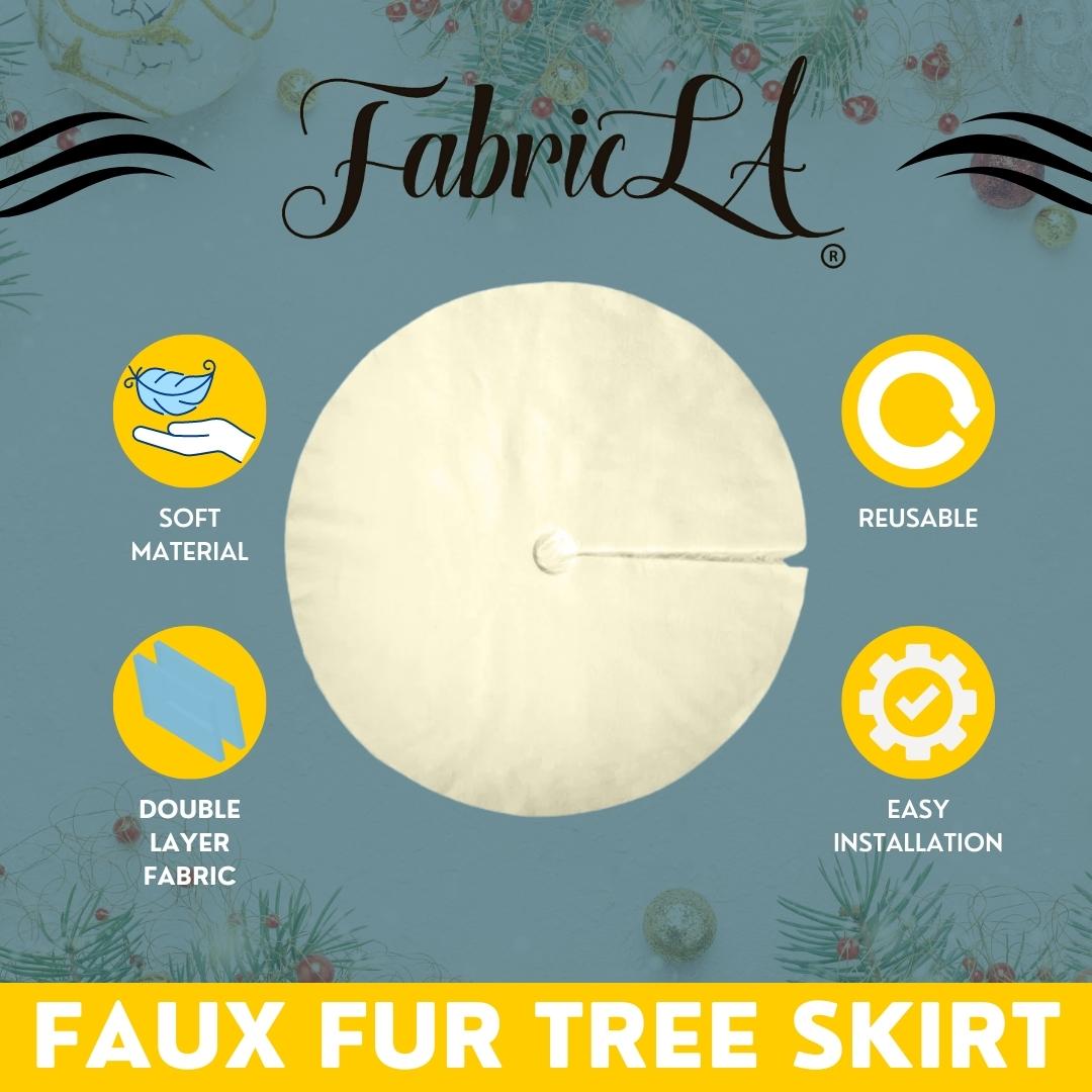 Premium Faux Fur Christmas Tree Skirt - 48 Inch | Luxurious Holiday Decorations - FabricLA.com