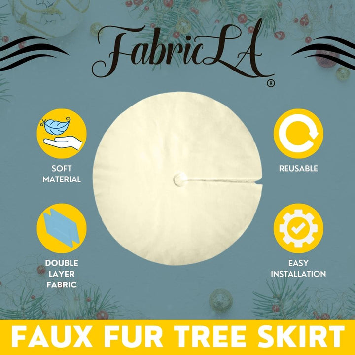 Premium Faux Fur Christmas Tree Skirt - 48 Inch | Luxurious Holiday Decorations - FabricLA.com