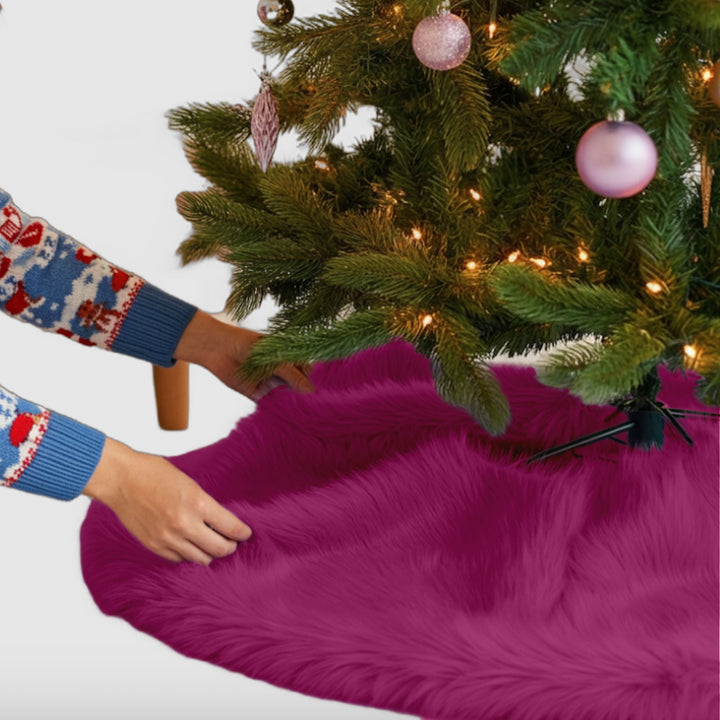 Falda de árbol de Navidad de piel sintética de primera calidad - 30 pulgadas | Decoraciones navideñas de lujo