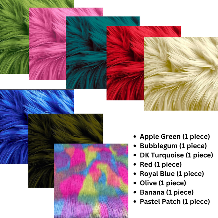 Square Faux Fur Fabric - 8 Pieces - 10" X 10" Inches Shaggy Fur Patches Fabric