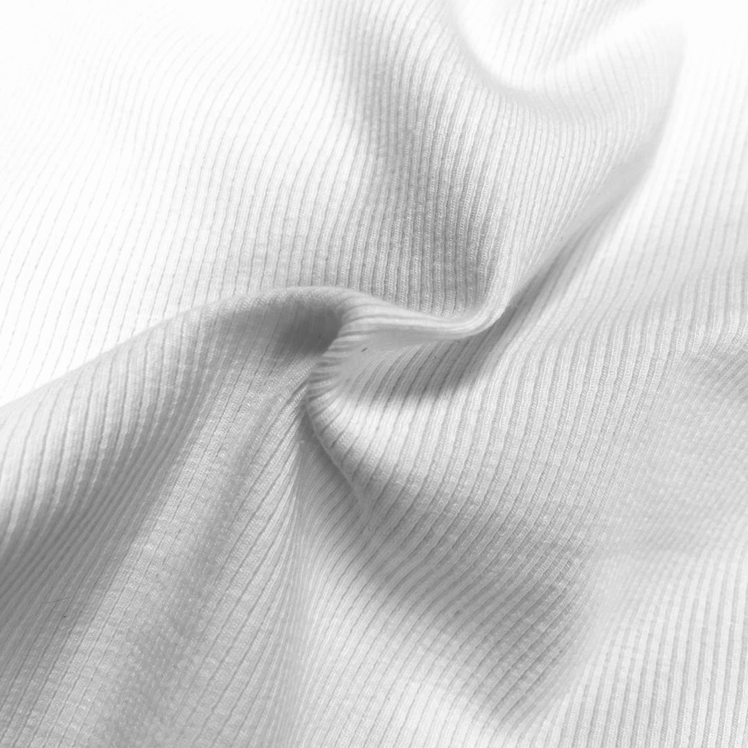 Cotton 2X1 Rib Fabric - 48 Inches Wide, White | FabricLA - FabricLA.com