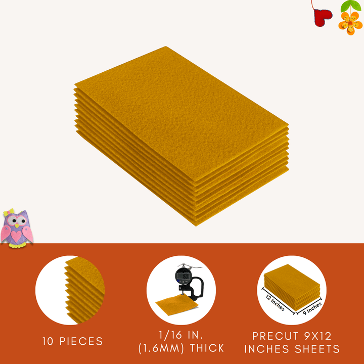 Acrylic Felt 9"X12" Sheet Packs | Antique Gold - FabricLA.com