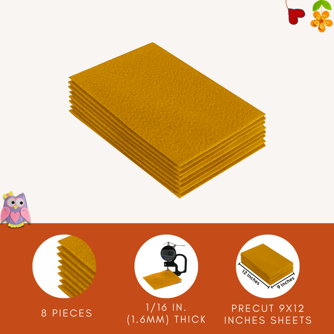 Acrylic Felt 9"X12" Sheet Packs | Antique Gold - FabricLA.com