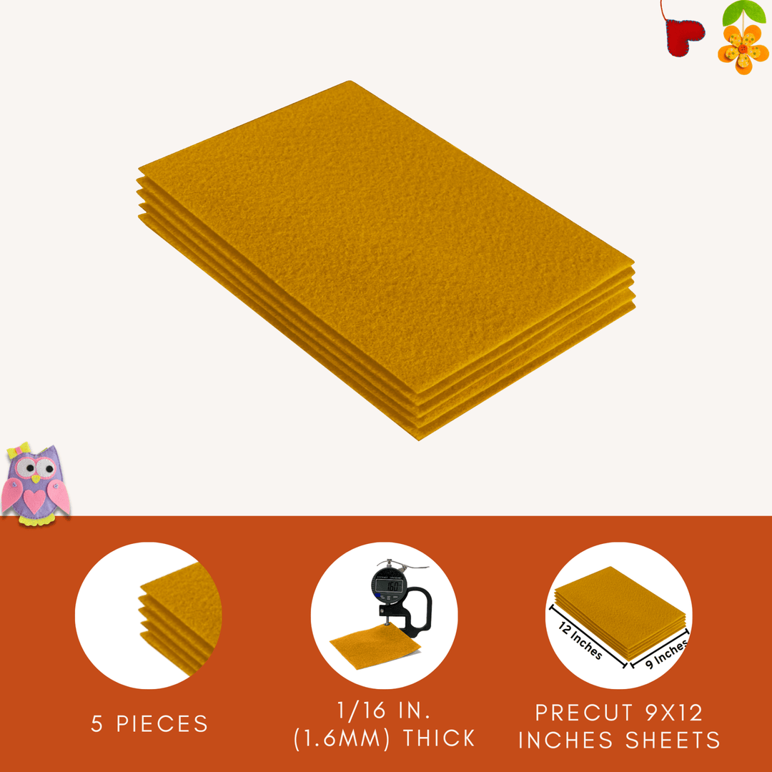Acrylic Felt 9"X12" Sheet Packs | Antique Gold - FabricLA.com