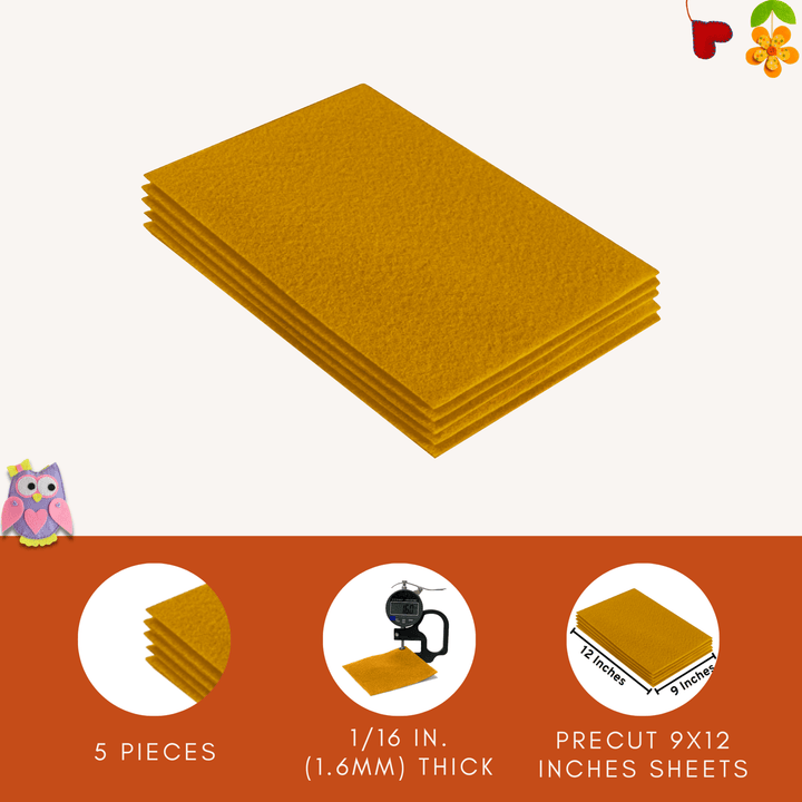 Acrylic Felt 9"X12" Sheet Packs | Antique Gold - FabricLA.com