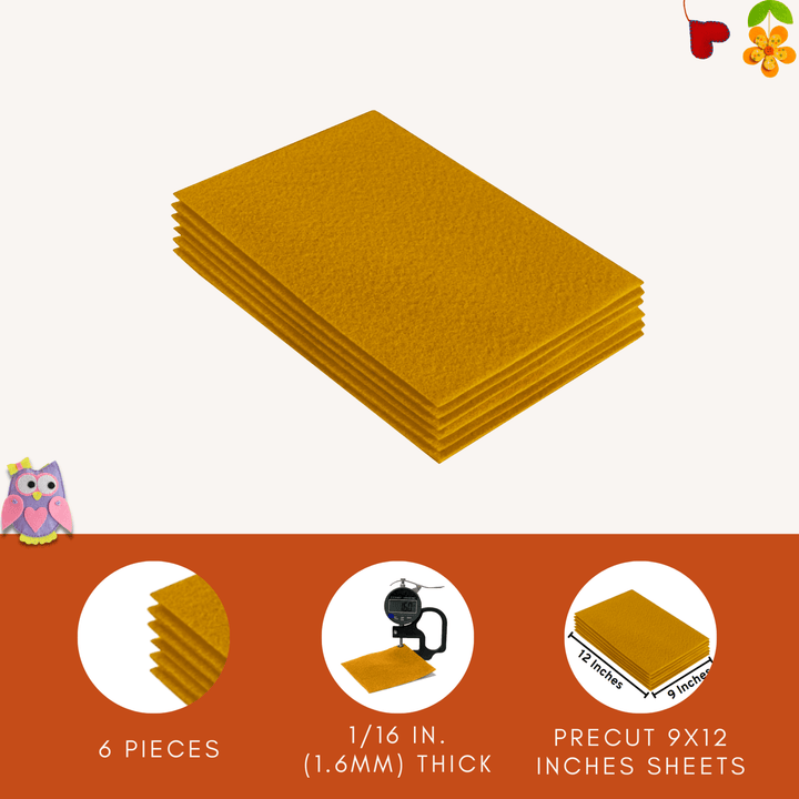Acrylic Felt 9"X12" Sheet Packs | Antique Gold - FabricLA.com