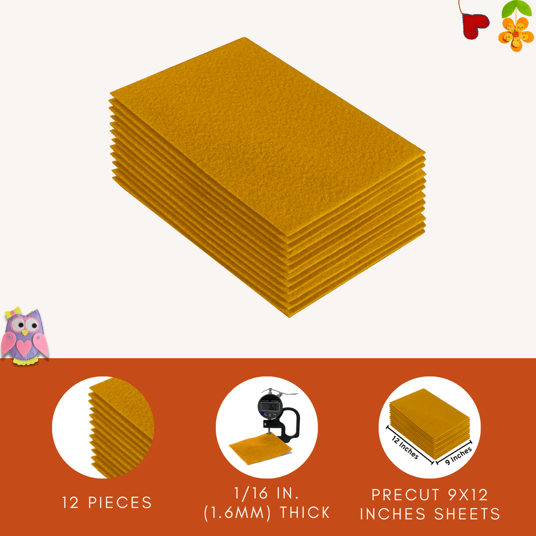 Acrylic Felt 9"X12" Sheet Packs | Antique Gold - FabricLA.com