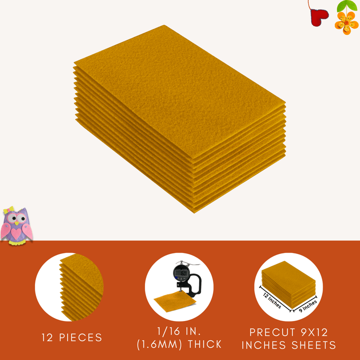 Acrylic Felt 9"X12" Sheet Packs | Antique Gold - FabricLA.com