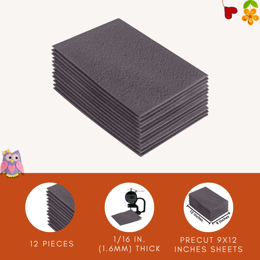 Acrylic Felt 9"X12" Sheet Packs | Platinum Gray - FabricLA.com