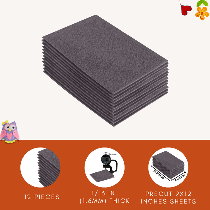 Acrylic Felt 9"X12" Sheet Packs | Platinum Gray - FabricLA.com