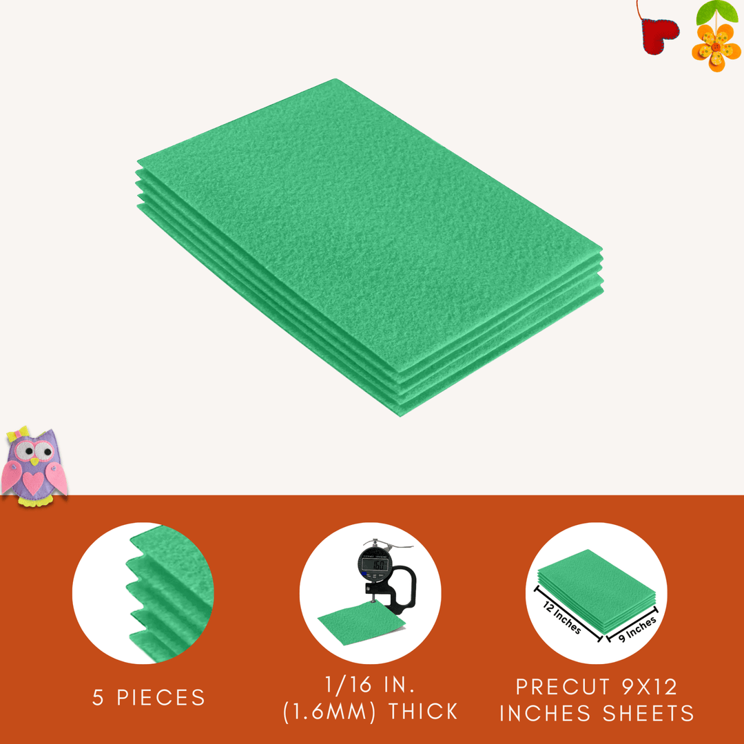 Acrylic Felt 9"X12" Sheet Packs | Mint - FabricLA.com