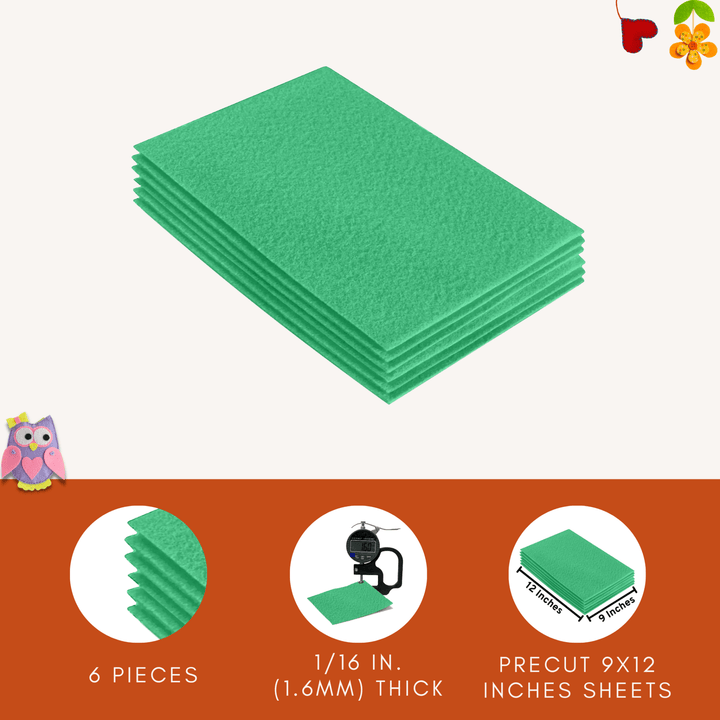 Acrylic Felt 9"X12" Sheet Packs | Mint - FabricLA.com