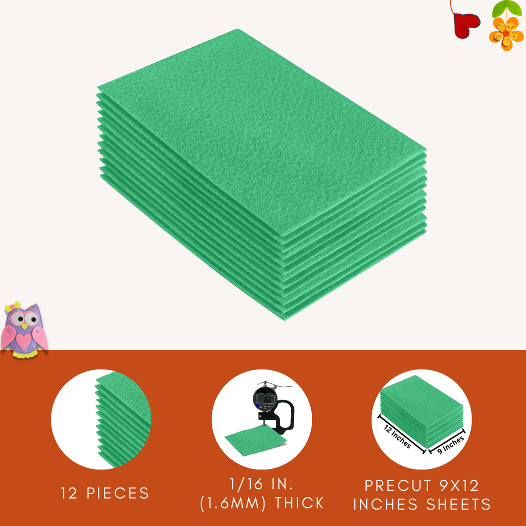 Acrylic Felt 9"X12" Sheet Packs | Mint - FabricLA.com