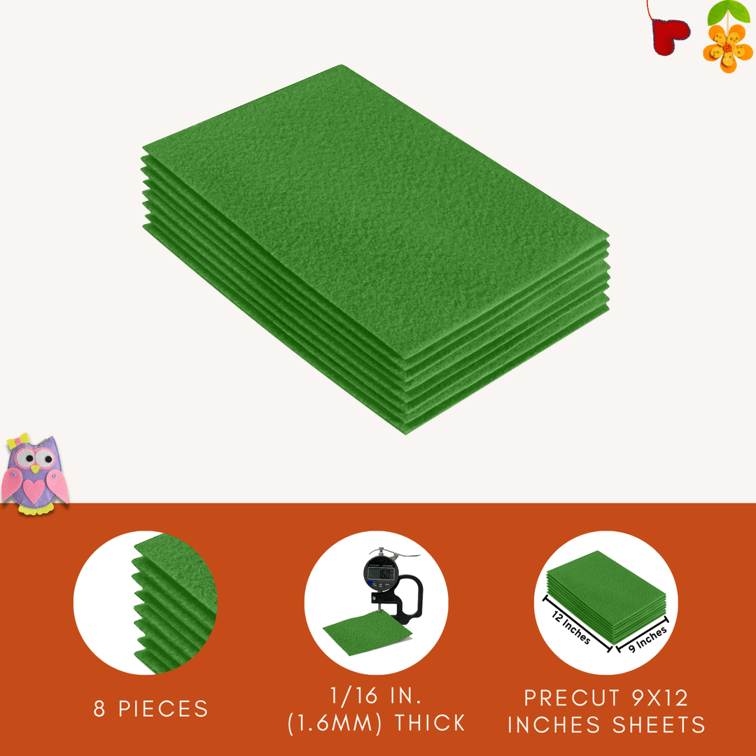 Acrylic Felt 9"X12" Sheet Packs | Green - FabricLA.com