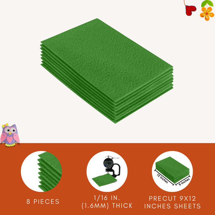 Acrylic Felt 9"X12" Sheet Packs | Green - FabricLA.com