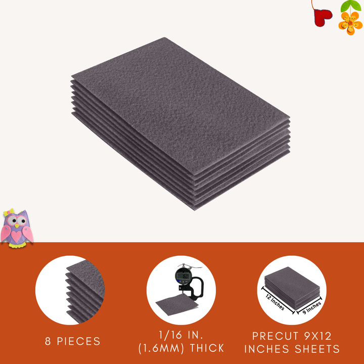 Acrylic Felt 9"X12" Sheet Packs | Platinum Gray - FabricLA.com