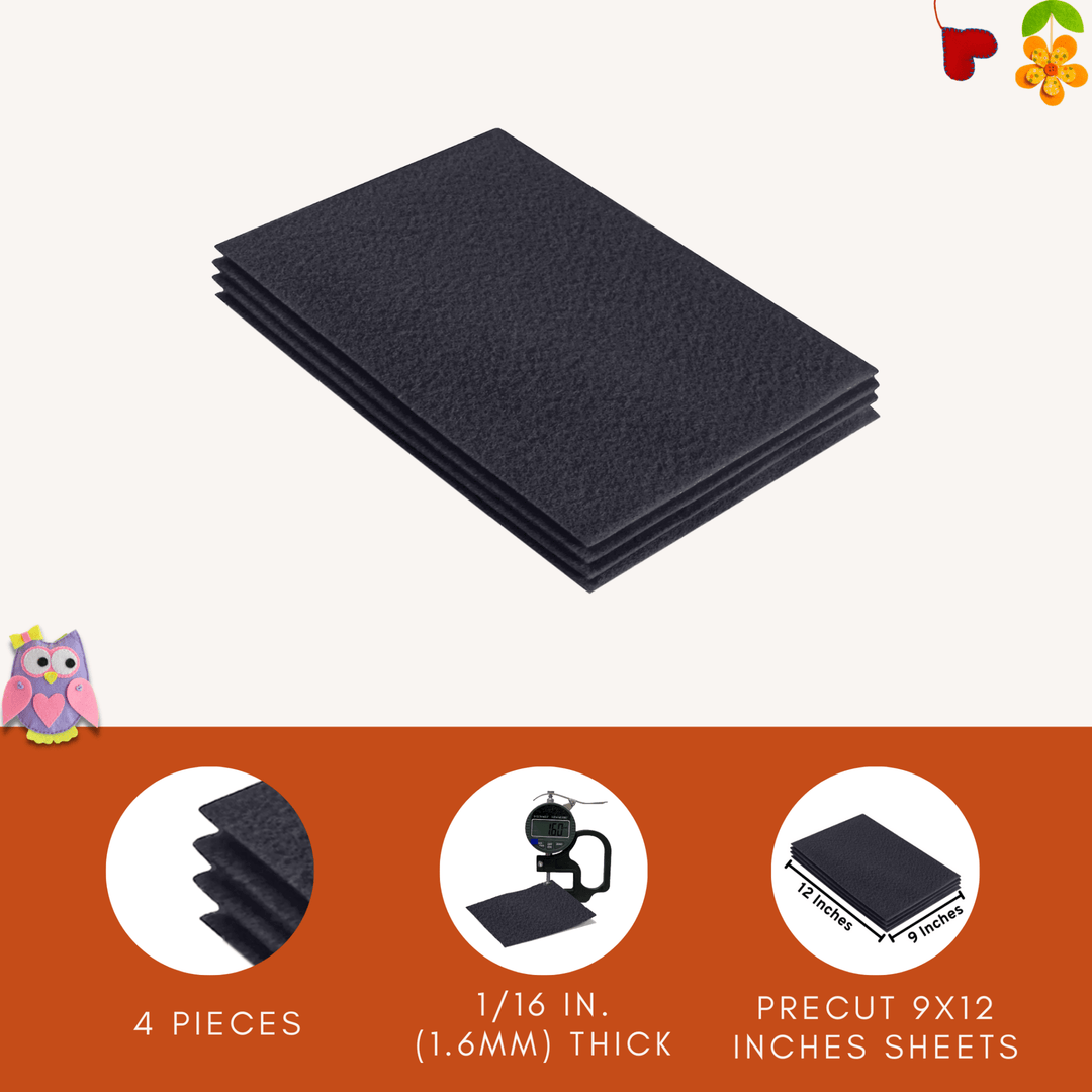 Acrylic Felt 9"X12" Sheet Packs | Dark Gray - FabricLA.com