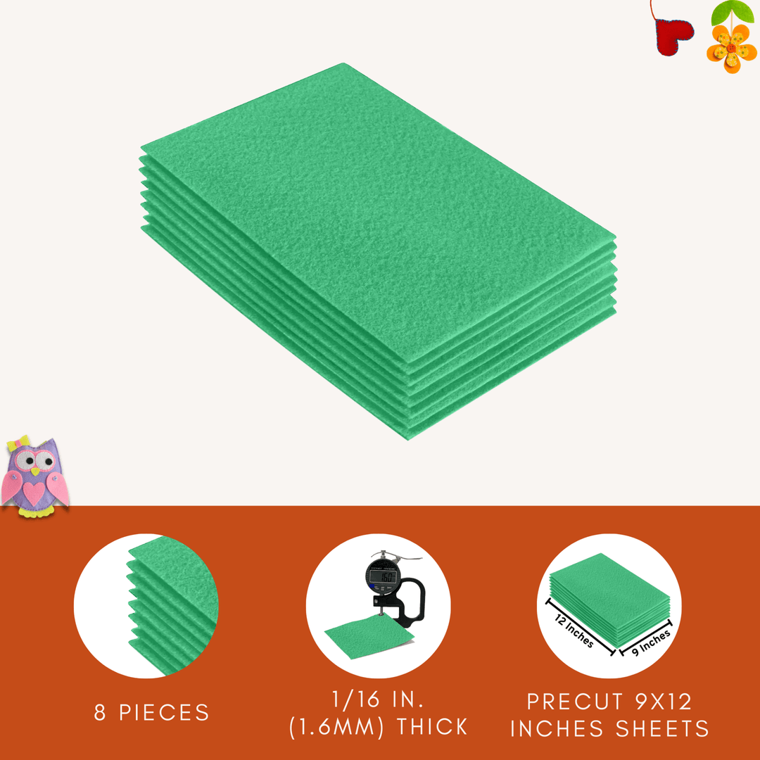 Acrylic Felt 9"X12" Sheet Packs | Mint - FabricLA.com