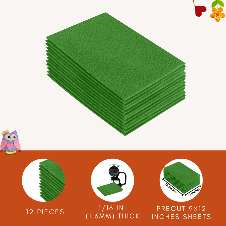 Acrylic Felt 9"X12" Sheet Packs | Green - FabricLA.com